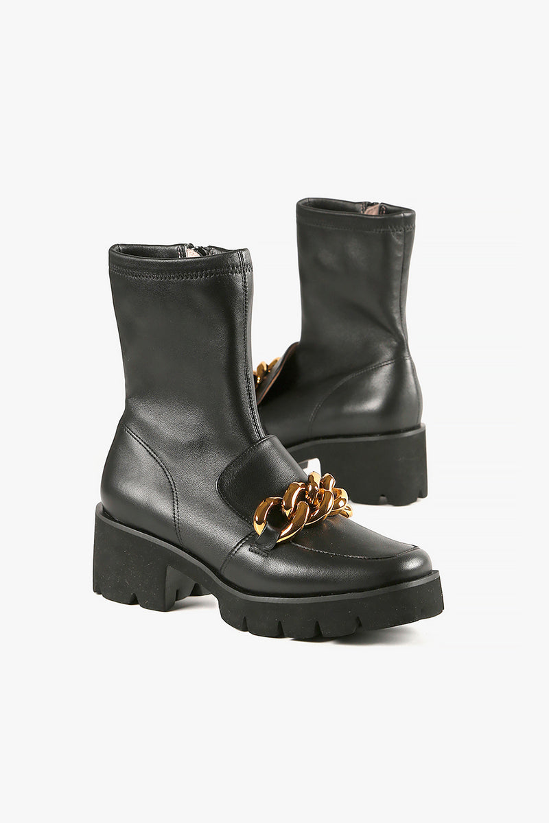 CHUNK LINKS LUG BLACK BOOTS Gold Chain Lug Black Boots Black Boots