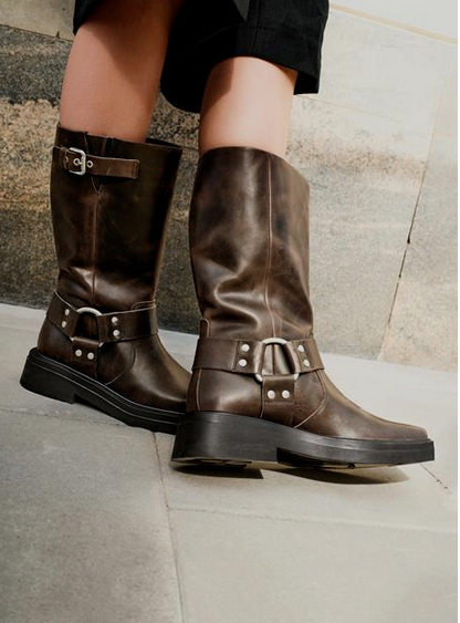 EYRA Brown Biker Boots Brown Nubuck Biker Boots