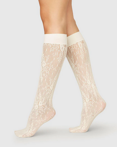 ROSA Lacey Ivory Knee Highs