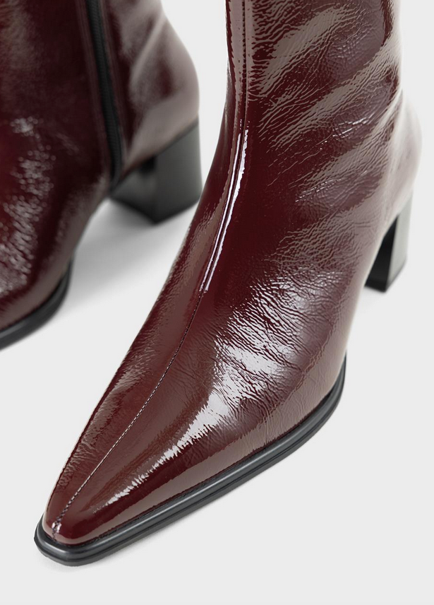 Red patent leather ankle boots hotsell