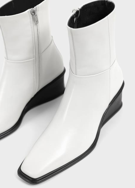 AINO White Wedge Ankle Boot White Ankle Boots White Wedge Ankle Boot