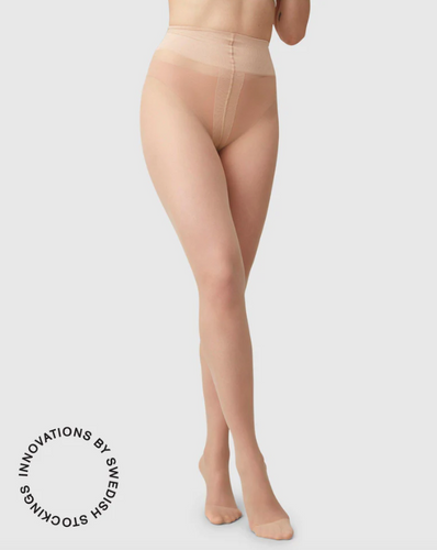 nude stockings on woman's legs