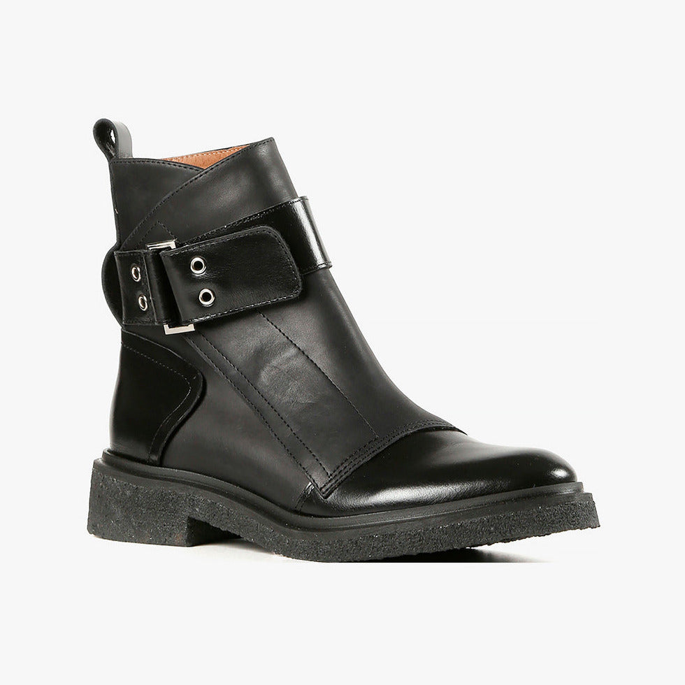 Black ankle boots with silver buckles store