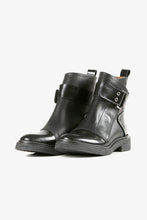 Load image into Gallery viewer, Black leather boots with velcro closure straps