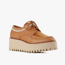 Load image into Gallery viewer, Tan Leather and Suede Platform Lug