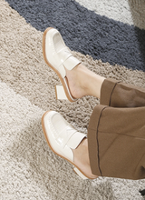 Load image into Gallery viewer, White Mules worn with tan pants