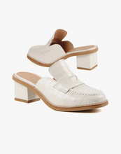 Load image into Gallery viewer, CROC BLOCK Ivory Mules