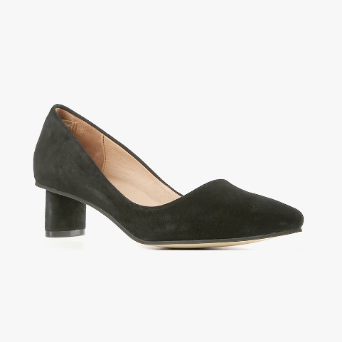 OVAL KITTEN PUMP Black Suede Heels Black Suede Kitten Heels