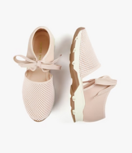 Beige mesh lace up sneakers