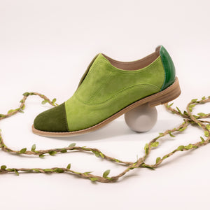 Lime green suede oxfords