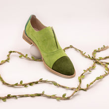 Load image into Gallery viewer, Lime Green &amp; Khaki green suede oxfords