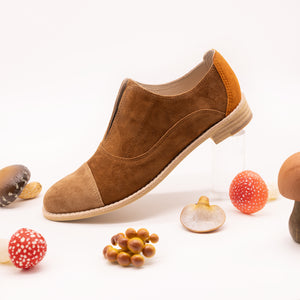 Brown suede women's oxfords