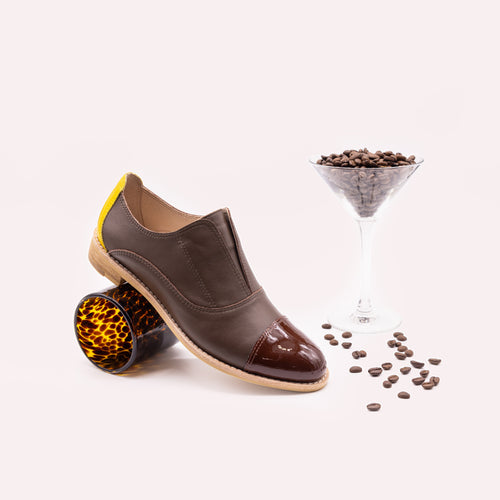 Brown & Yellow Leather Oxfords