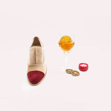 Load image into Gallery viewer, Pink velvet and red suede toe oxfords