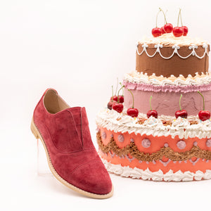 Dark red suede oxfords 