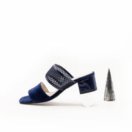 Navy mesh and suede sandal 