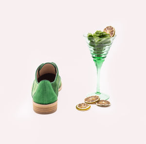 Green suede heel detail
