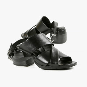 Black Criss Cross Sandals with Ankle Strap