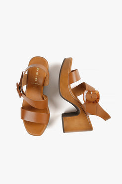 Tan Leather Platform Sandals