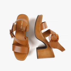 Tan Leather Platform Sandals