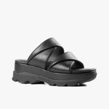 Load image into Gallery viewer, Black Leather Flatform sandal