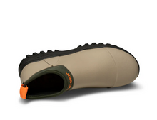 Load image into Gallery viewer, Light green waterproof boot with khaki and orange details top view