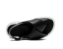 Load image into Gallery viewer, Top view of black sandal