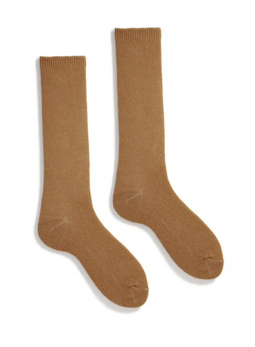 SOLID Wool Cashmere Crew Sock Camel