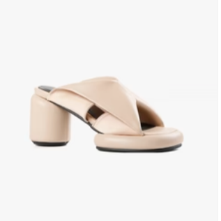 Light Pink Satin Platform Slide Sandal 