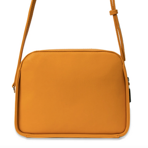 Orange vegan leather crossbody handbag