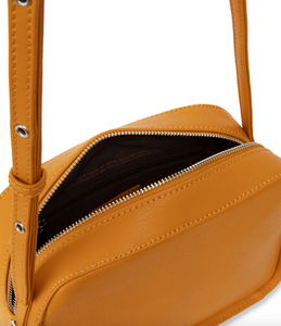 Orange vegan leather crossbody handbag