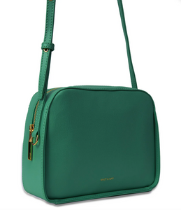 Green vegan leather crossbody handbag