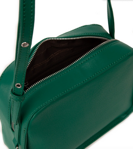 Green vegan leather crossbody handbag