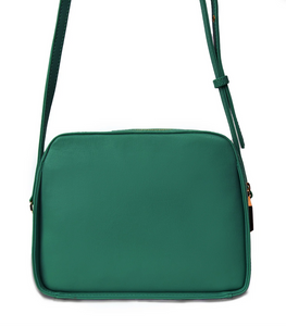 Green vegan leather crossbody handbag