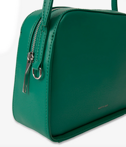 Green vegan leather crossbody handbag