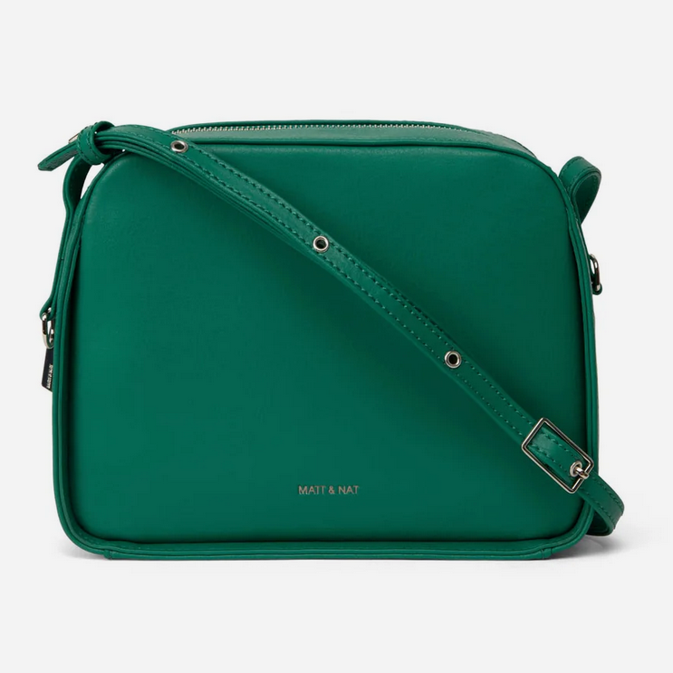 Green vegan leather crossbody handbag