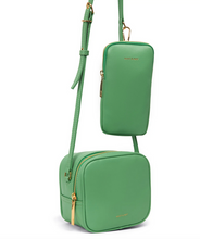 Load image into Gallery viewer, Green vegan leather crossbody bag and pouch