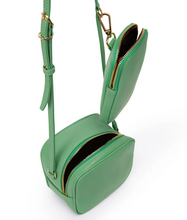 Load image into Gallery viewer, Green vegan leather crossbody bag and pouch