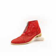 Red mesh ankle boot