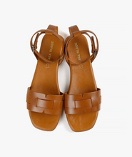 Load image into Gallery viewer, Flat Tan Leather Sandals with ankle straps