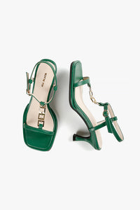 Green Sandals with Curved Heel