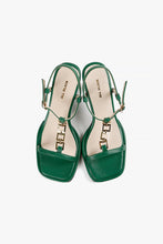 Load image into Gallery viewer, Square Toe Green Leather Sandals