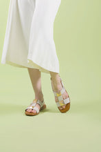 Load image into Gallery viewer, White Leather Studded Sandals with white dress