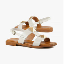 Load image into Gallery viewer, White Leather Sandals with gold studs