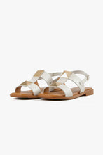 Load image into Gallery viewer, White Leather Gold Studded Sandals