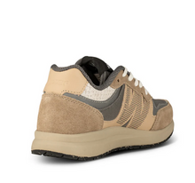 Load image into Gallery viewer, Tan and grey lace up sneaker back view
