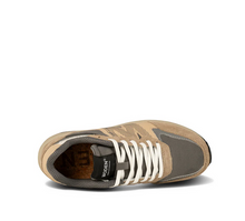 Load image into Gallery viewer, Tan and grey lace up sneaker top view