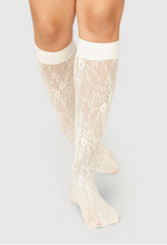 Load image into Gallery viewer, ROSA Ivory Lace Knee Highs