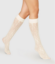 Load image into Gallery viewer, ROSA Lace Ivory Knee High Socks