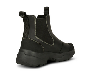 Black waterproof boots with black sole back view
